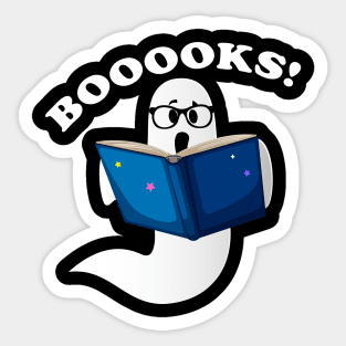 Ghost Reading Books Halloween - Booooks! Sticker